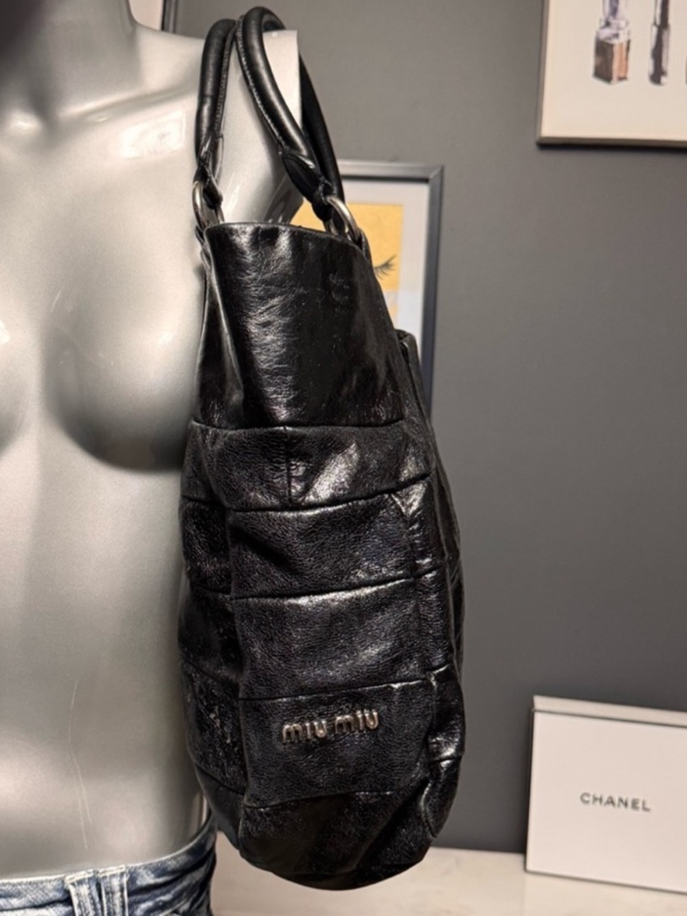 Miu Miu VINTAGE 2000s Black Leather Shoulder Bag